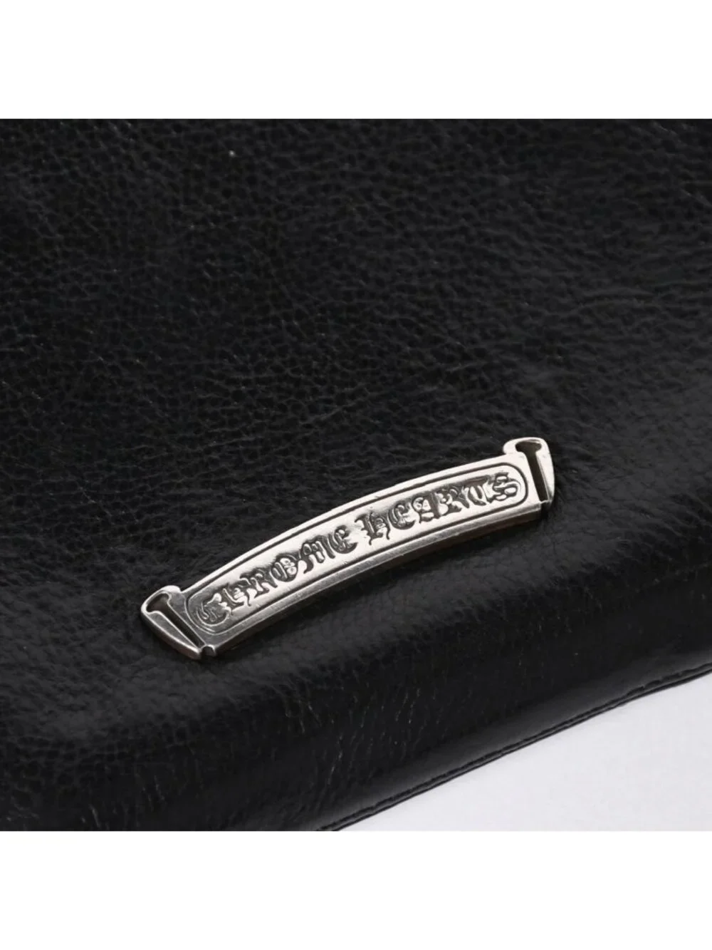 Chrome Hearts Bifold Wallet Bank Rover Leather Black 925 Sterling Silver